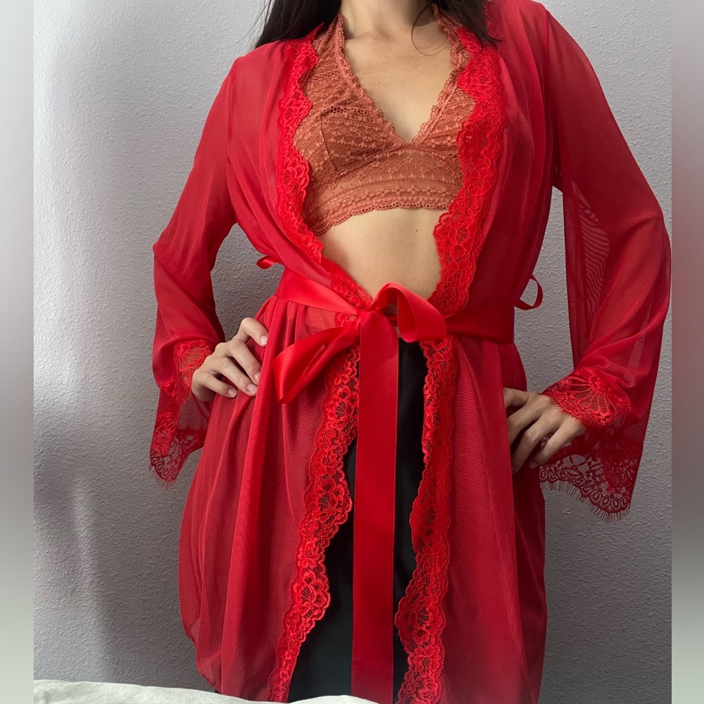 Red Lace Trimmed Robe